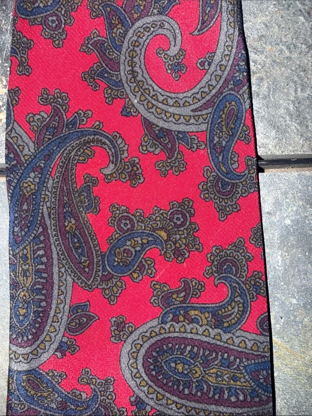 Aquascutum London Mens Silk Necktie Set Paisley Geometric Medallion Red Blue 2pc
